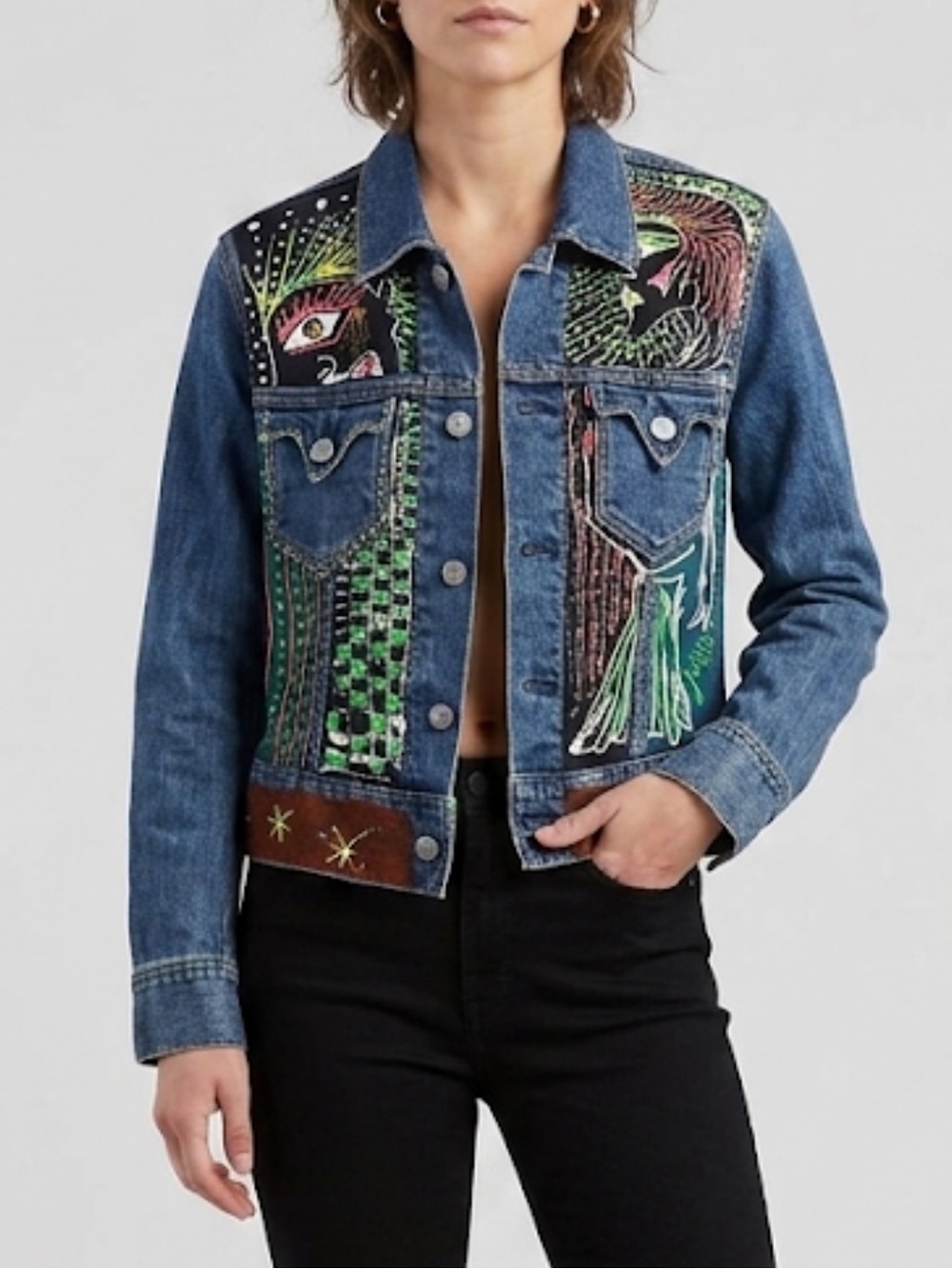 Levi's Custom Hand Painted Blue Denim Jacket